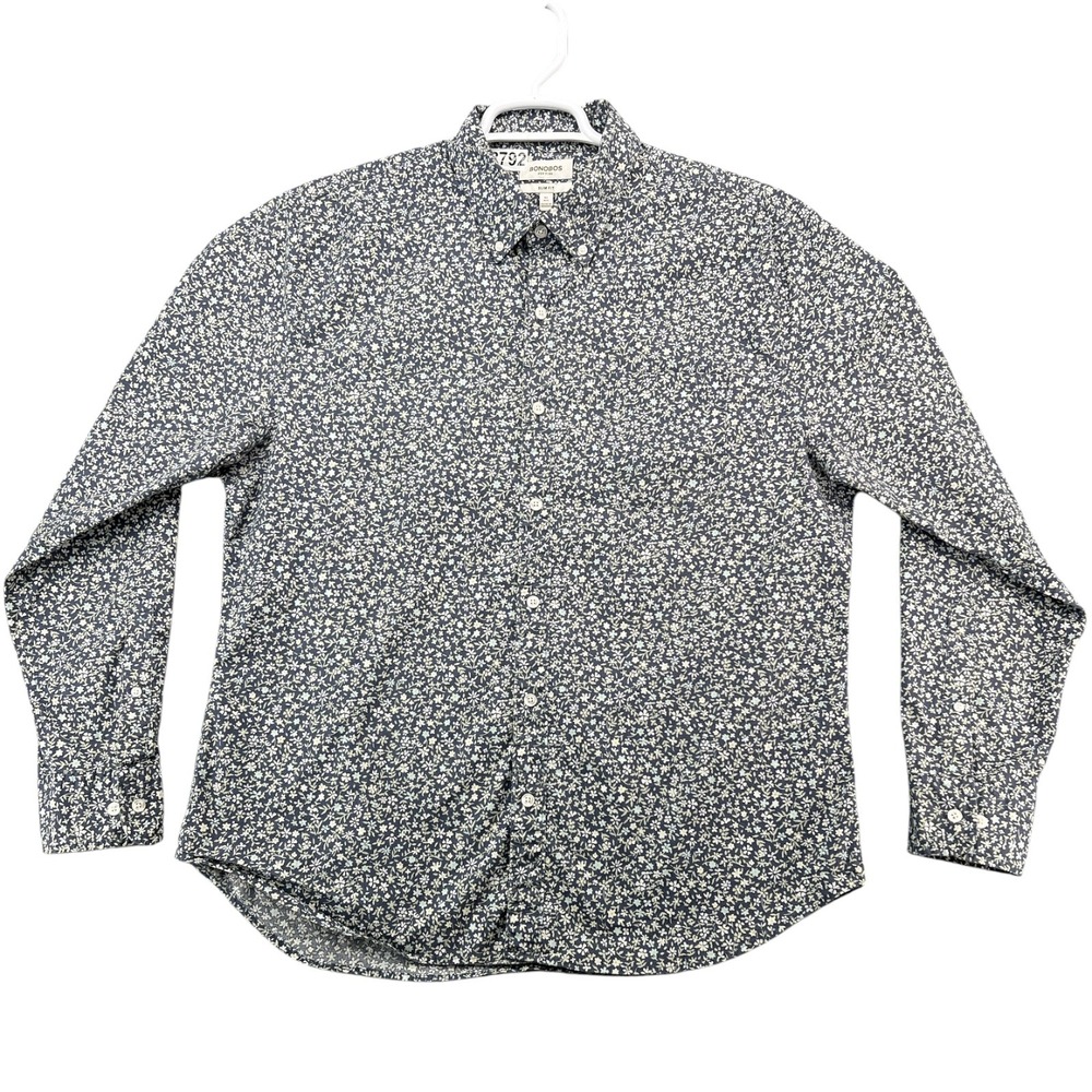 Bonobos Slim Fit Mens XL Blue Floral Cotton Stretch Button Down Shirt LS